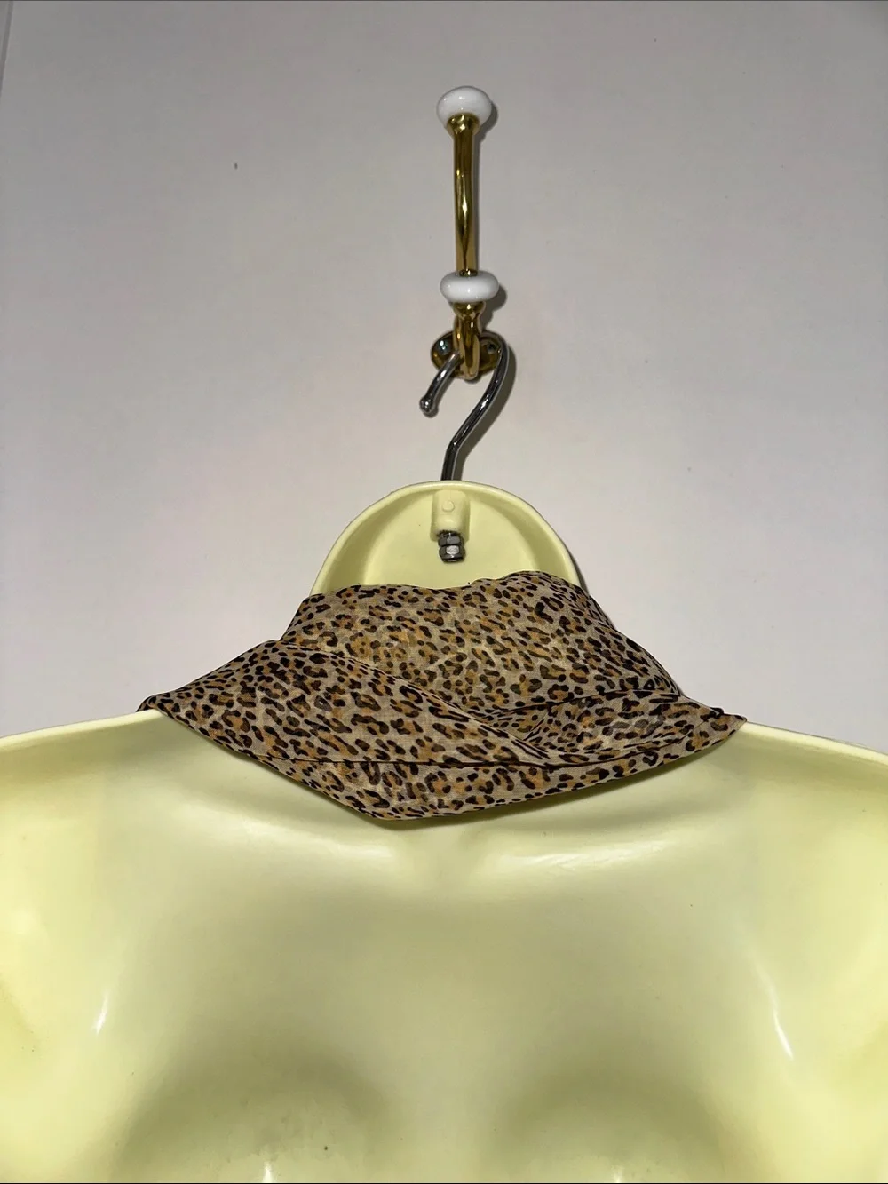 Vintage 80s Accessory Institute Leopard Print Button-Front Polyester Scarf